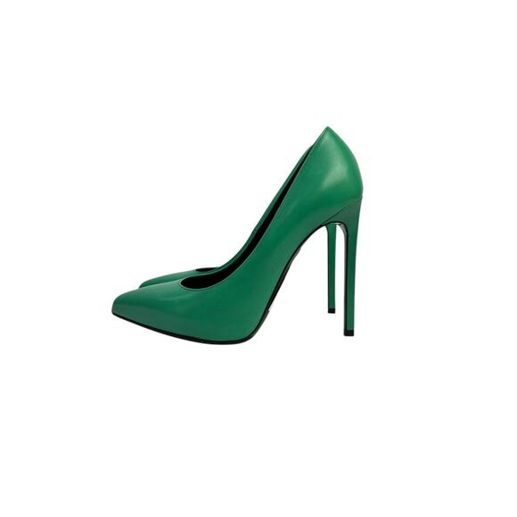 Saint Laurent Green Leather Stiletto Pumps Sz.37,5 - Picture 1 of 10